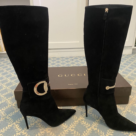 gucci suede knee high boots